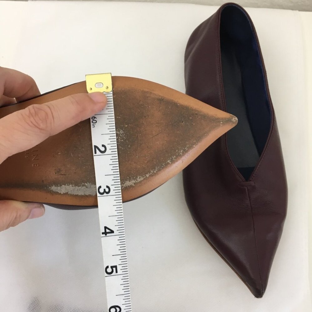 CELINE Authentic Peep Toe Flats Womens 35.5 Made in Italy Burgundy Soft Leather - Picture 11 of 13